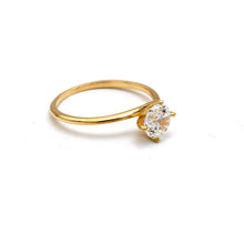 خاتم حجري فردي أنيق من الذهب الحقيقي 0016 (مقاس 5) R2722