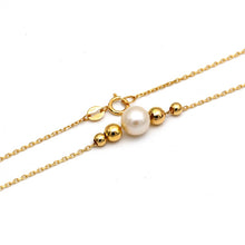 قلادة من الذهب الحقيقي 1 لؤلؤة كبيرة مع 4 خرزات مقاس قابل للتعديل (45 سم) 1885 N1512