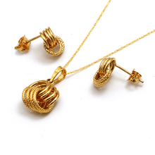 Real Gold 4 Ring Earring Set 9809 With Pendant 9807 And Chain SET1057