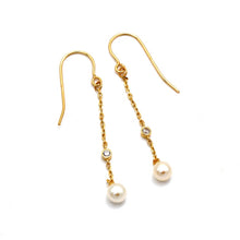 Real Gold Pearl Dangling with Stone Clip Earrings Set - Model 2225 E1958