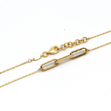 Real Gold Thick Link Stone Adjustable Size Necklace 9405 N1367