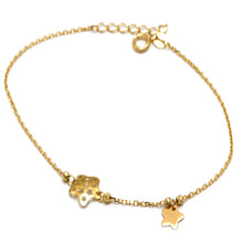 Real Gold 2 Stars With Beads Adjustable Size Bracelet 7094 BR1634