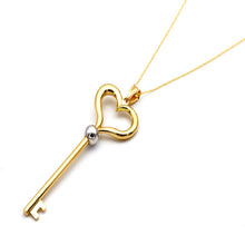 Real Gold 2 Color Heart Key Necklace 1372-YW CWP 2031