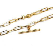 Real Gold Paper Clip With Rod Bar Necklace 1862 (40 CM) N1443