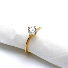 خاتم حجري فردي أنيق من الذهب الحقيقي 0016 (مقاس 5) R2722