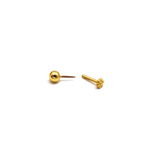 ثقب الأنف على شكل كرة مستديرة 4 ملم من الذهب الحقيقي مع قفل لولبي NP1011 0001