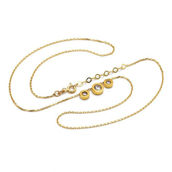 Real Gold 3 Movable Stone Adjustable Size Necklace - Model 0134 N1434