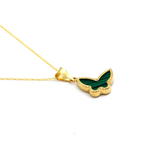 Real Gold GZVC Butterfly Green Pearl Necklace 0285 CWP 1893