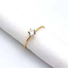 Real Gold Classic Round Stone Ring 0044 (Size 5) R2770