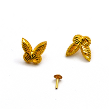 Real Gold GZVC Butterfly Studs with Long Screw Tops Perfect for Ear and Nose Piercings E1892