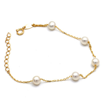 Real Gold 5 Pearl 5MM Bracelet 2489 (19 C.M) BR1850