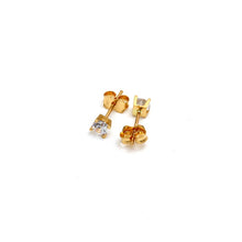 Real Gold Flat Base Stone Stud Earrings Set - Model 0039 E1964