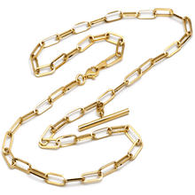 Real Gold Paper Clip With Rod Bar Necklace 1862 (40 CM) N1443