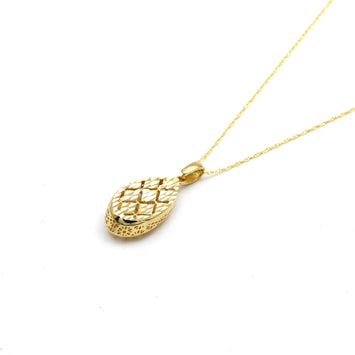 Real Gold Glittering Net Oval Necklace - Model 0337 CWP 1956