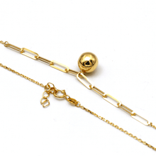 Real Gold 8 MM Ball Half Paper Clip Chain Adjustable Size Necklace (45 CM) 7790 N1394