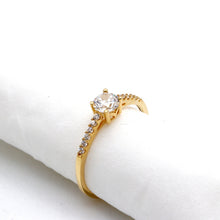 خاتم حجر سوليتير فاخر من الذهب الحقيقي 0228 (مقاس 8) R2735