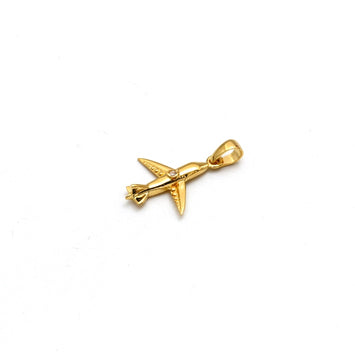 Real Gold Spark Jet Airplane Charm Pendant 0175 P 2028