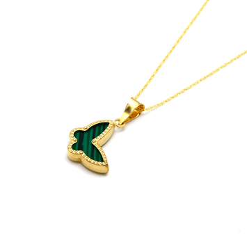 Real Gold Butterfly Green Pearl Necklace GZJVN 0285 CWP 1893