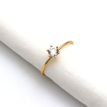 Real Gold Classic Round Stone Ring 0044 (Size 5) R2770