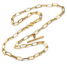 Real Gold Paper Clip With Rod Bar Necklace (45 CM) 1862 N1372