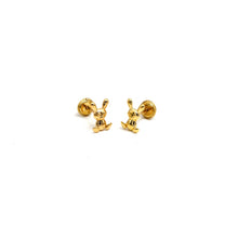 Real Gold Bunny Screw Earring 3669 E1846