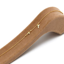 Real Gold Cross With Beads Adjustable Size Bracelet 7089 BR1629