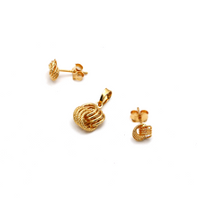 Real Gold 4 Ring Small Twisted Earring Set 8120 With Pendant 9807 SET1065