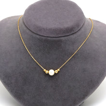 قلادة من الذهب الحقيقي 1 لؤلؤة كبيرة مع 4 خرزات مقاس قابل للتعديل (45 سم) 1885 N1512