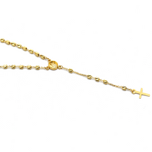 قلادة من الذهب الحقيقي ثلاثية الأبعاد مع مسبحة وصليب مريم وكرات مكعبة صلبة، مقاس قابل للتعديل N1363 0051