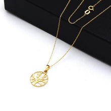 Real Gold Round Tree Design Necklace 0253 CWP 1942