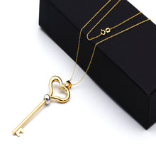 Real Gold 2 Color Heart Key Necklace 1372-YW CWP 2031