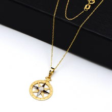 Real Gold 2 color Round Compass Star Necklace 1235-YM CWP 1921
