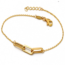 Real Gold 3 Paper Clip Thick Adjustable Size Bracelet 7465 BR1626