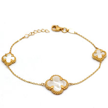 Real Gold GZVC 3 Clover Pearl White Bracelet - Luxury, Unique, and Elegant Design - Style 1809 Design BR1689