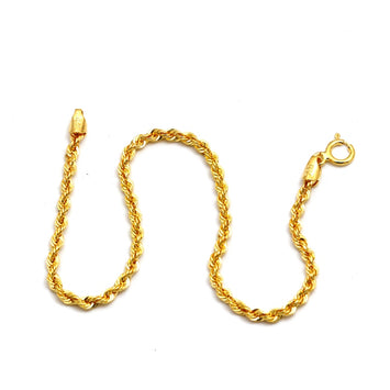 Real Gold Plain Rope Chain Bracelet (17 C.M) - Model 7130 BR1827