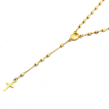 قلادة من الذهب الحقيقي ثلاثية الأبعاد مع مسبحة وصليب مريم وكرات مكعبة صلبة، مقاس قابل للتعديل N1363 0051
