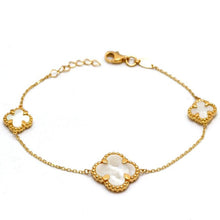 Real Gold 3 Clover Pearl White Bracelet (19 C.M) - Model GZJVN1809 BR1758