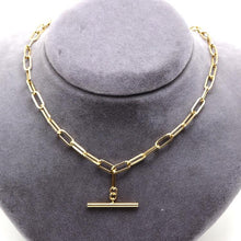 Real Gold Paper Clip With Rod Bar Necklace 1862 (40 CM) N1443