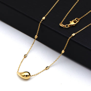 Real Gold 1 Teardrop with Textured Roller Adjustable Size Necklace (40+5 = 45 C.M) 1676 N1539