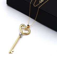 Real Gold 2 Color Heart Key Necklace 1372-YW CWP 2031