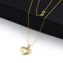 Real Gold 2 Heart with Stone Necklace - Model 0069 CWP 1975