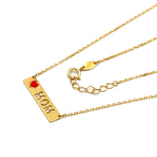 Real Gold Red Heart MOM Adjustable Size Necklace 7958 N1405