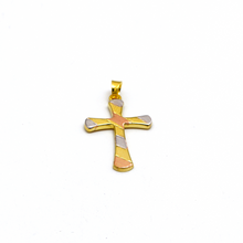 Real Gold Three-Tone Textured and Plain Cross Pendant 1926/12 P 1924