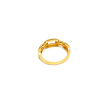 Real Gold 2 Color Paper Clip with White Gold Beads Ring 0771 (SIZE 5.5) R2380