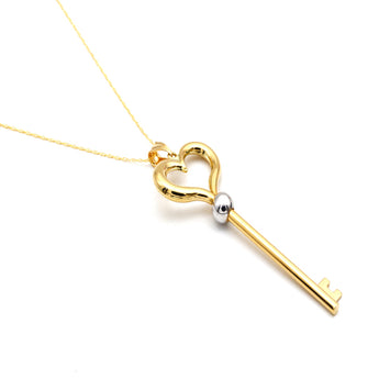 Real Gold 2 Color Heart Key Necklace 1372-YW CWP 2031