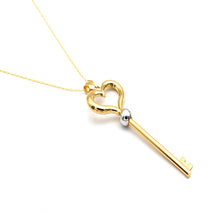 Real Gold 2 Color Heart Key Necklace 1372-YW CWP 2031