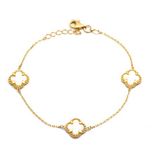 Real Gold GZVC 3 Clover Pearl White Bracelet - Luxury, Unique, and Elegant Design - Style 1792 Design BR1690