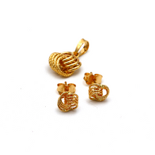 Real Gold 4 Ring Small Twisted Earring Set 8120 With Pendant 9807 SET1065