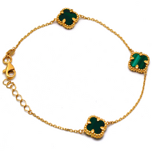 Real Gold GZVC 3 Clover Green Bracelet - Luxury, Unique, and Elegant Design - Style 1874, Design BR1665