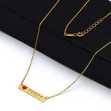 Real Gold Red Heart MOM Adjustable Size Necklace 7958 N1405